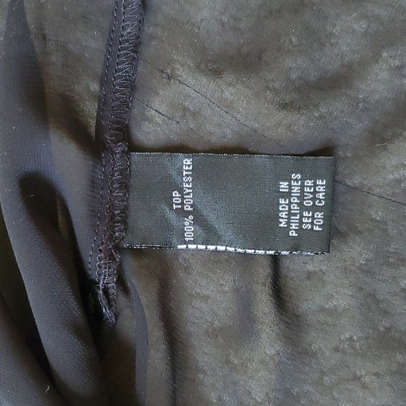 BCX Sheer Top, Size S, Long Sleeves, Striped Black&White with Yellow Detail. - Picture 11 of 12